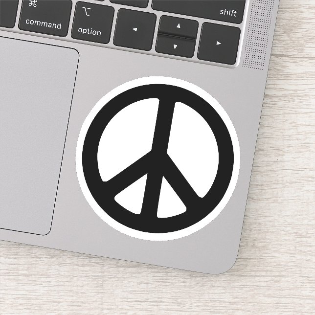 Minimalist Black and White Peace Symbol Circle (Detail)