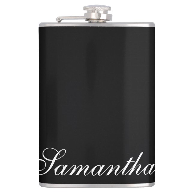 Minimalist Black and White Personalised Hip Flask (Front)