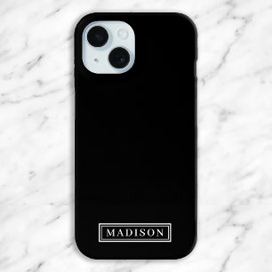 Minimalist Black and White Personalised Name iPhone 15 Case