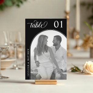 Minimalist Black and White Photo Arch  Table Number