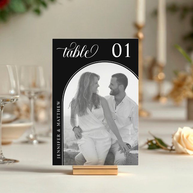 Minimalist Black and White Photo Arch  Table Number (Creator Uploaded)