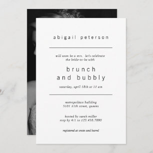 Minimalist Black and White Photo Bridal Brunch Invitation