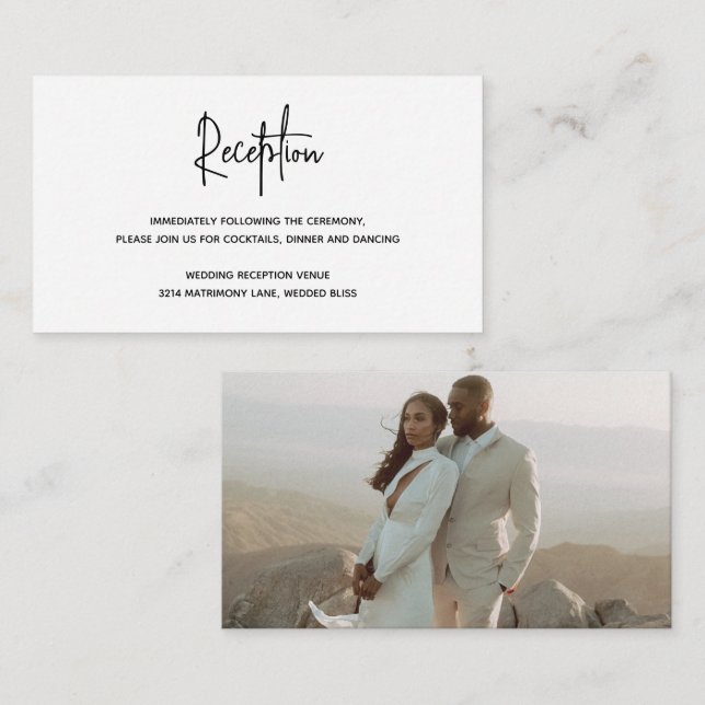 Minimalist Black and White Photo Modern Wedding Enclosure Card (Front/Back)