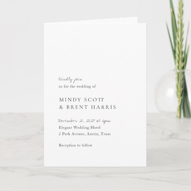 Minimalist Black and White Photo Modern Wedding Invitation (Front)