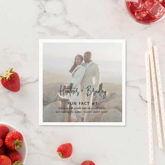 Minimalist Black and White Photo Modern Wedding Napkin (Insitu)