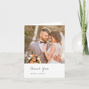 Minimalist Black and White Photo Modern Wedding Thank You Card
