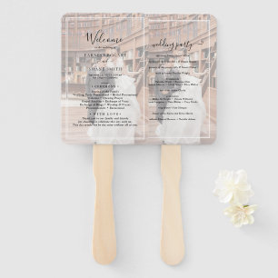 Minimalist Black And White Photo Wedding Program Hand Fan