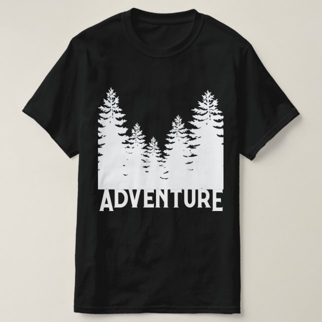 Minimalist black and white pine tree Adventure  T- T-Shirt (Design Front)