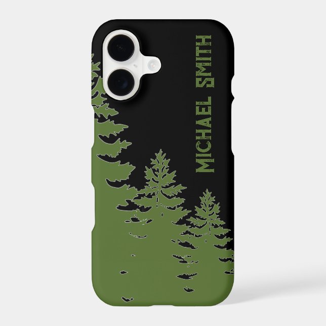 Minimalist black and white pine tree silhouette    (Back)