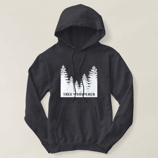 Minimalist black and white pine tree silhouette    hoodie (Design Front)