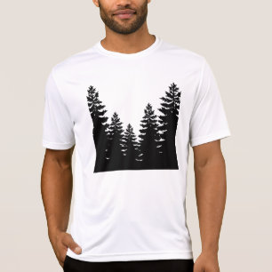 Minimalist black and white pine tree silhouette    T-Shirt