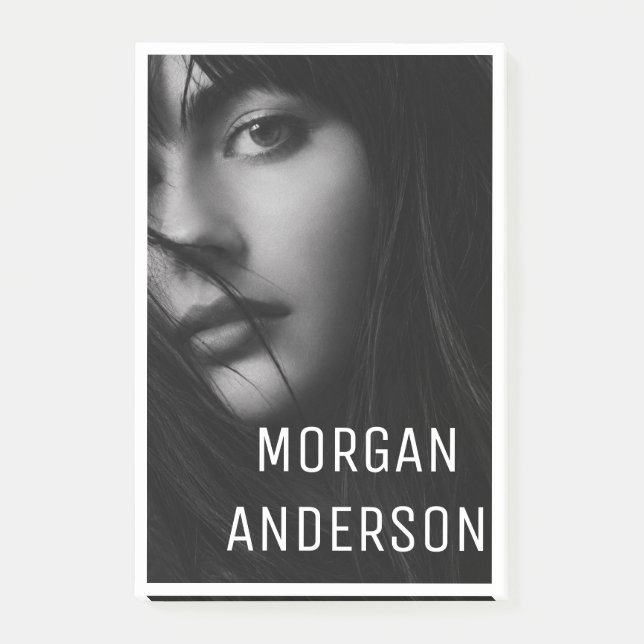 Minimalist Black and White Portrait Name Post-it N Notes (Front)