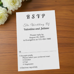 Minimalist Black and White Portrait Wedding RSVP Card