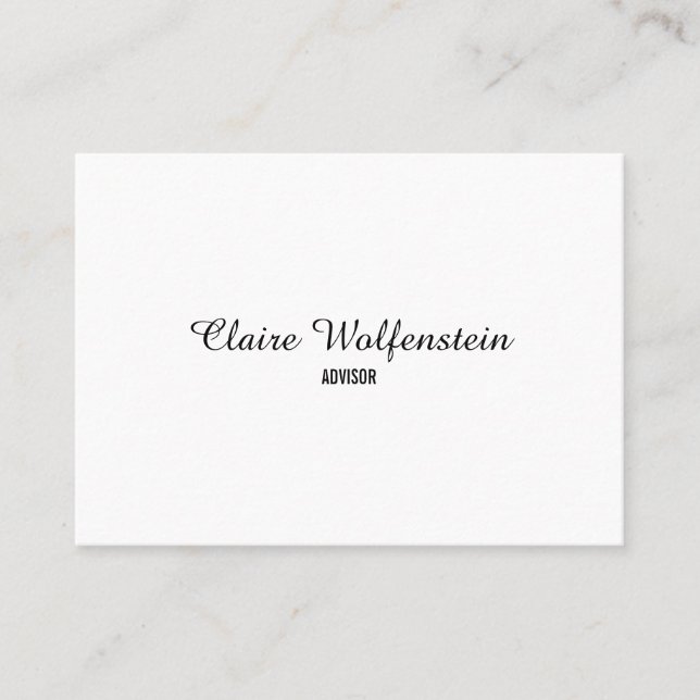 Minimalist Black and White Professional Script Business Card (Front)