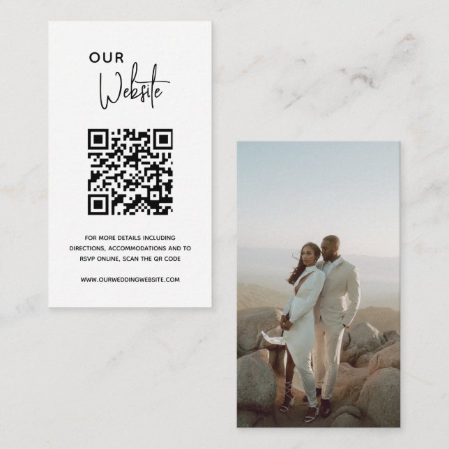 Minimalist Black and White QR Code Modern Wedding Enclosure Card (Front/Back)