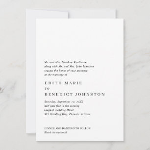 Minimalist Black and White QR Code Modern Wedding Invitation