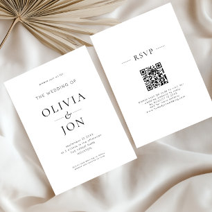 Minimalist Black and White QR Code Wedding Invitation