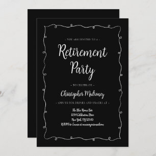 Minimalist Black and White Retirement Invitation
