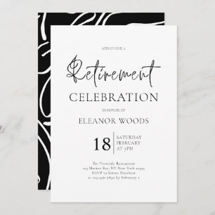 Minimalist Black and White Retirement Party Invitation