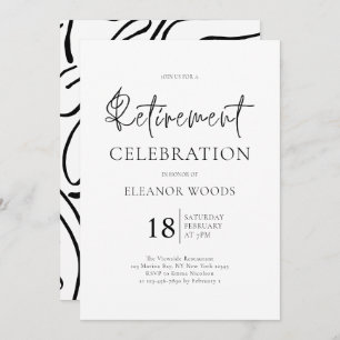 Minimalist Black and White Retirement Party Invitation