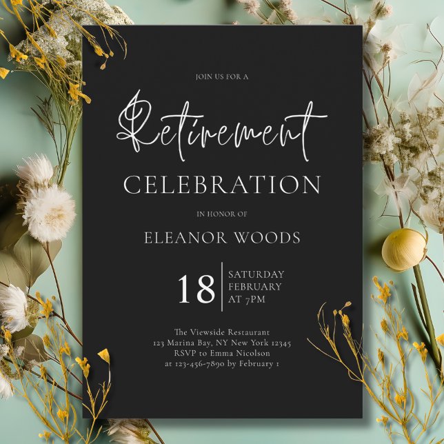 Minimalist Black and White Retirement Party  Invitation (Creator Uploaded)