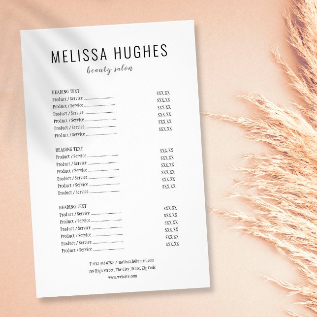 Minimalist Black and White Salon Service Menu (Creator Uploaded)