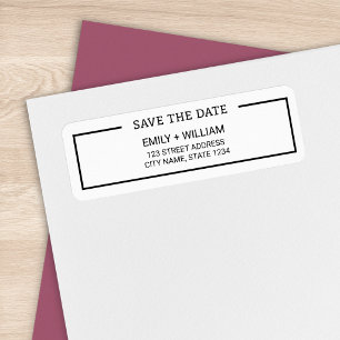 Minimalist Black and White Save the Date Address