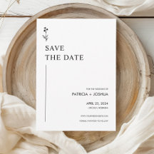 Minimalist Black and White Save the Date Card