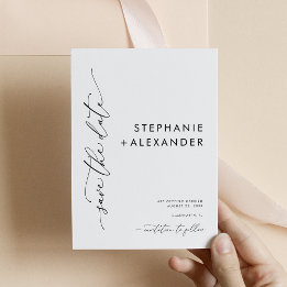 Minimalist Black and White Save The Date Card