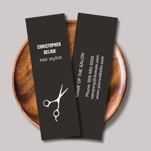 Minimalist Black and White Scissor Hair Stylist Mini Business Card
