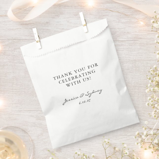 Minimalist Black and White Script Custom Thank You Favour Bags (Clipped)