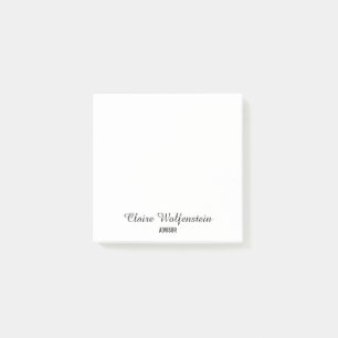 Minimalist Black and White Script Personalised Post-it Notes