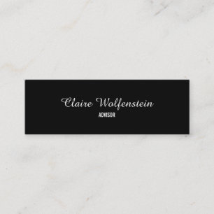 Minimalist Black and White Script Professional Mini Business Card