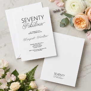 Minimalist Black and White Seventy and Fabulous Invitation