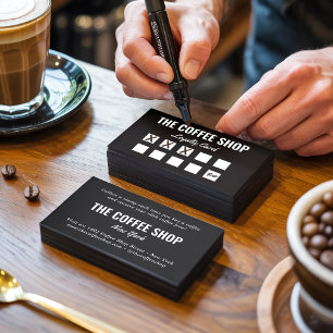 Minimalist black and white simple cool coffee shop loyalty card