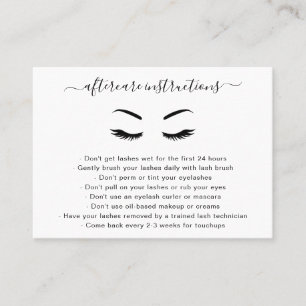 Minimalist Black and White Simple Lashes Aftercare Business Card