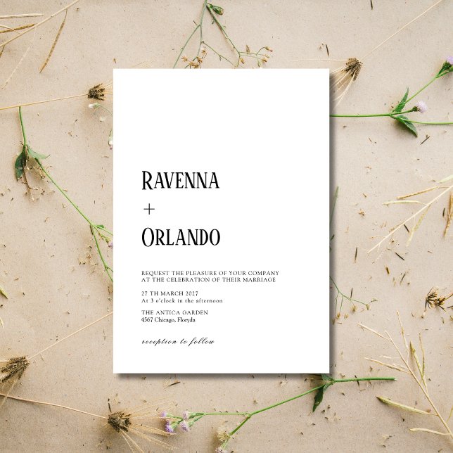 Minimalist Black and White Simple Modern Wedding Invitation (Creator Uploaded)