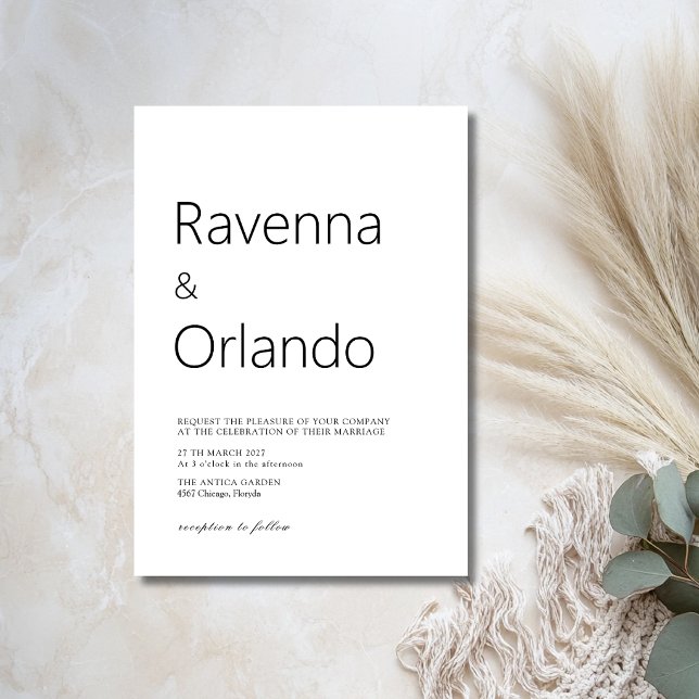 Minimalist Black and White Simple Modern Wedding Invitation (Creator Uploaded)