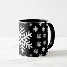 Minimalist Black and White Snowflakes Mandala Xmas