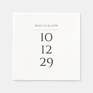 Minimalist Black And White Special Date Wedding Napkin