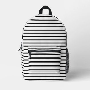 Minimalist Black and White Striped Printed Backpack