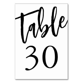 Minimalist Black and White Table 30 Table Number