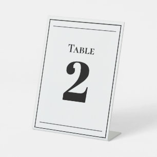 Minimalist Black and White Table Number Pedestal Sign