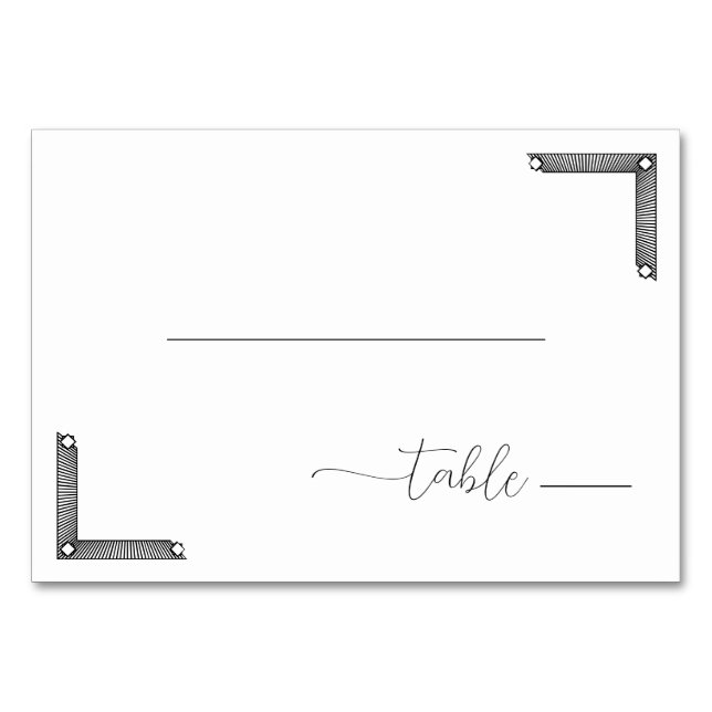 Minimalist Black and White Table Sign Number (Front)