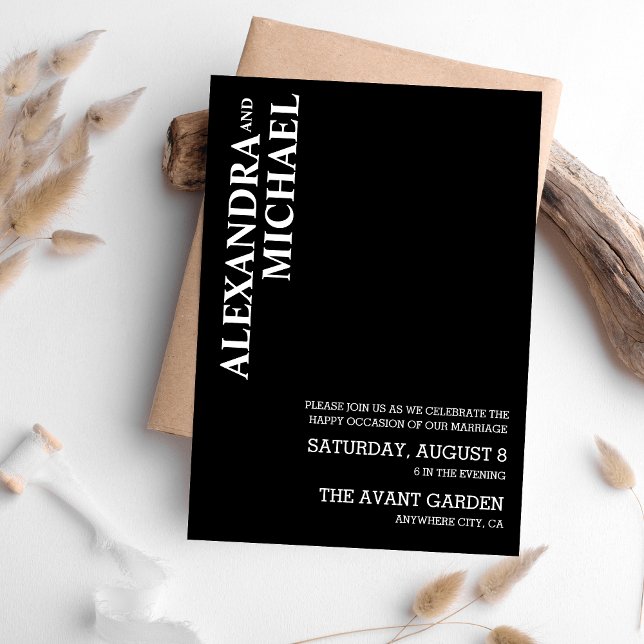 Minimalist Black and White Text Based Wedding Invi Invitation (Creator Uploaded)