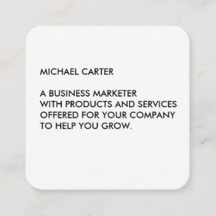 Minimalist Black and White Text Square Business Card