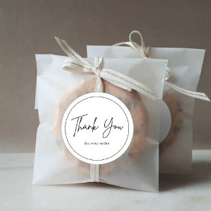 Minimalist Black and White Thank You Favor Classic Round Sticker
