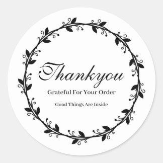 Minimalist Black and white Thankyou Sticker
