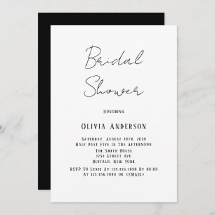Minimalist Black and White Tie Bridal Shower Invitation