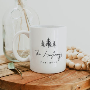 Minimalist Black and White Trees Personalised Coffee Mug